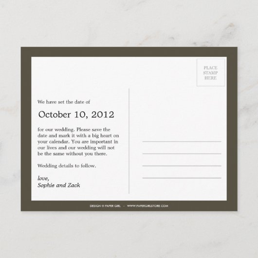 Boxed Calendar Save the Date Briefkaart (grijs) (Achterkant)