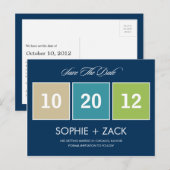 Boxed Calendar Save the Date Briefkaart (marinebla (Voorkant / Achterkant)