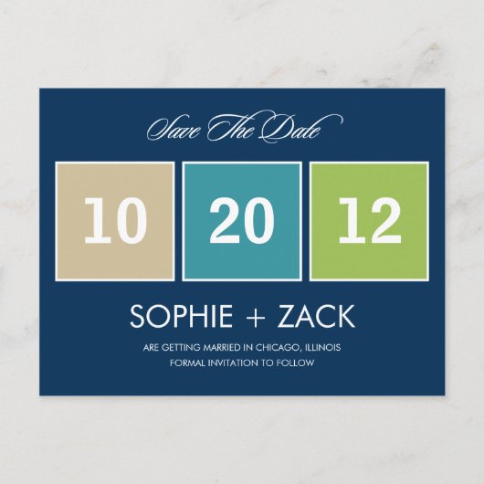 Boxed Calendar Save the Date Briefkaart (marinebla (Voorkant)