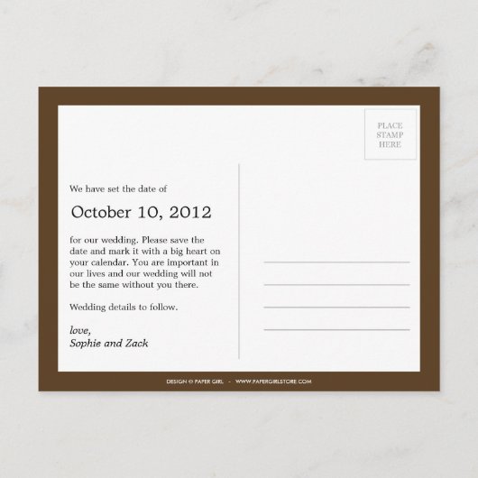 Boxed Calendar Sla de datum Briefkaart (bruin) (Achterkant)