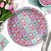 Boxed Hearts Pattern Aqua/Roze ID629 Papieren Bordje