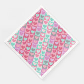 Boxed Hearts Pattern Aqua/Roze ID629 Servet (Hoek)