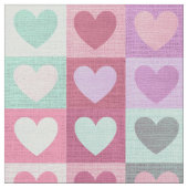 Boxed Hearts Pattern Aqua/Roze ID629 Stof (Close Up)