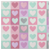 Boxed Hearts Pattern Aqua/Roze ID629 Stof (Swatch)