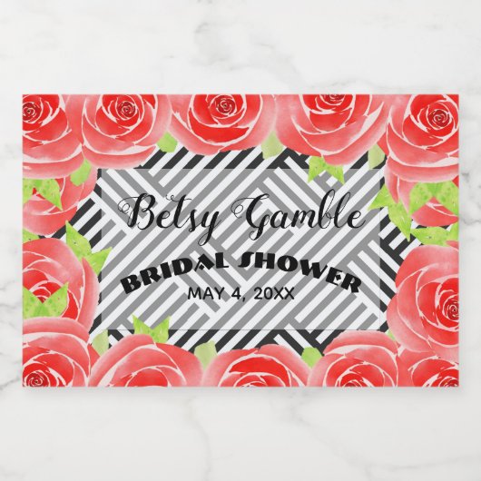 Boxed Stripes & Roses Derby Mini Mousserende Wijn Sparkling Wijnetiket (Enkel label)