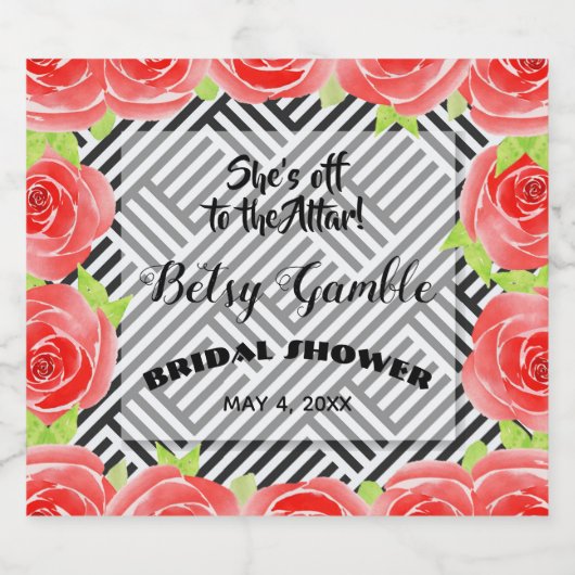 Boxed Stripes & Rozen Derby Mousserende Wijnlabels Sparkling Wijnetiket (Enkel label)