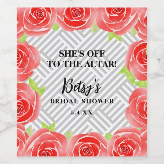 Boxed Stripes & Rozen Derby Wijnflesetiketten Wijn Etiket (Enkel label)