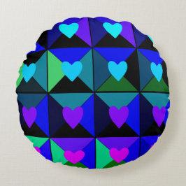 Boxen van blauwe harten rond kussen