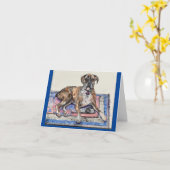 Boxer 3waterverf zoete hond en man verbinding kaart (Gele Bloem)