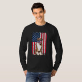Boxer American Flag Dog draagt gezichtsmasker 4 ju T-shirt (Voorkant volledig)