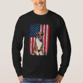 Boxer American Flag Dog draagt gezichtsmasker 4 ju T-shirt (Voorkant)