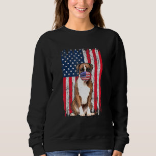 Boxer American Flag Dog draagt gezichtsmasker 4 ju Trui