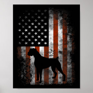 Boxer American Flag Shirt USA 4 juli Hondencadeau Poster