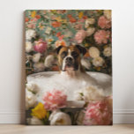 Boxer Art | Boxer Badkamer Art Canvas Print<br><div class="desc">Kunst met een speelse Boxer die geniet van een ontspannend bad vol bubbels en prachtige bloemen. Dit charmante kunstwerk voegt een vleugje warmte en persoonlijkheid toe aan uw ruimte,  waardoor het uitnodigender en vrolijker aanvoelt.</div>