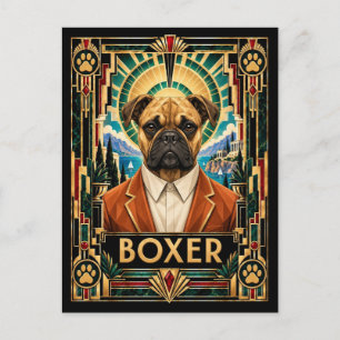 Boxer, Art Deco Hond Briefkaart