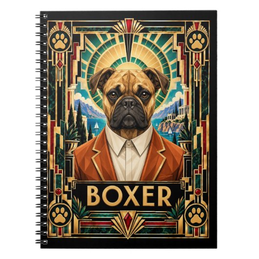 Boxer, Art Deco-hond Notitieboek (Voorkant)