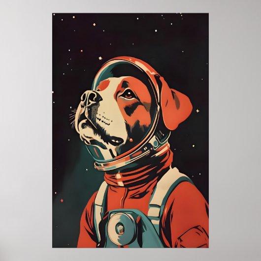 Boxer Astronaut Poster, Boxer Retro Print, Boxer Poster (Voorkant)