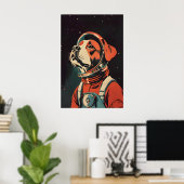 Boxer Astronaut Poster, Boxer Retro Print, Boxer Poster (Thuiskantoor)