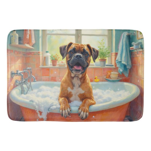 Boxer badtijd plezier badkamer decor badmat (Voorkant)