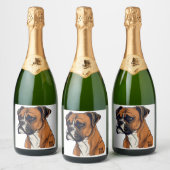 Boxer Bark Design Punchy Graphic designs Sparkling Wijnetiket (Flessen)
