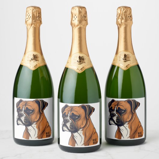 Boxer Bark Design Punchy Graphic designs Sparkling Wijnetiket (Flessen)