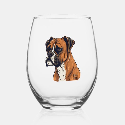 Boxer Bark Design Punchy Graphic designs Wijnglas Zonder Voet (Voorkant)