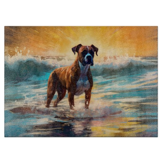 Boxer Beach Schilderij van surfers Snijplank (Voorkant)