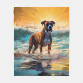 Boxer Beach Surfschilderij Fleece Deken (Voorkant)