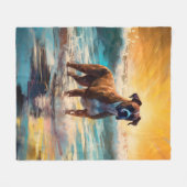 Boxer Beach Surfschilderij Fleece Deken (Voorkant (Horizontaal))