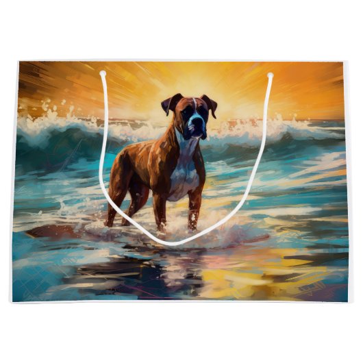Boxer Beach Surfschilderij Groot Cadeauzakje (Voorkant)