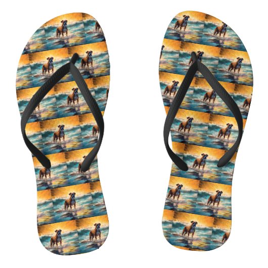 Boxer Beach Surfschilderij Teenslippers (Voetbed)