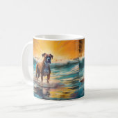 Boxer Beach Surfschildering Koffiemok (Voorkant links)