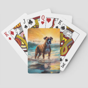 Boxer Beach Surfschildering Pokerkaarten