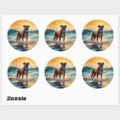 Boxer Beach Surfschildering Ronde Sticker (Vel)