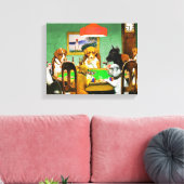 Boxer Beagle doberman honden spelen poker kaarten Canvas Afdruk (Insitu (Woonkamer))