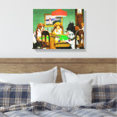 Boxer Beagle doberman honden spelen poker kaarten Canvas Afdruk (Insitu (Slaapkamer))