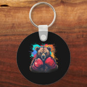 Boxer Bear With Boxing Gloves Kickboxing Funny Box Sleutelhanger (Voorkant)