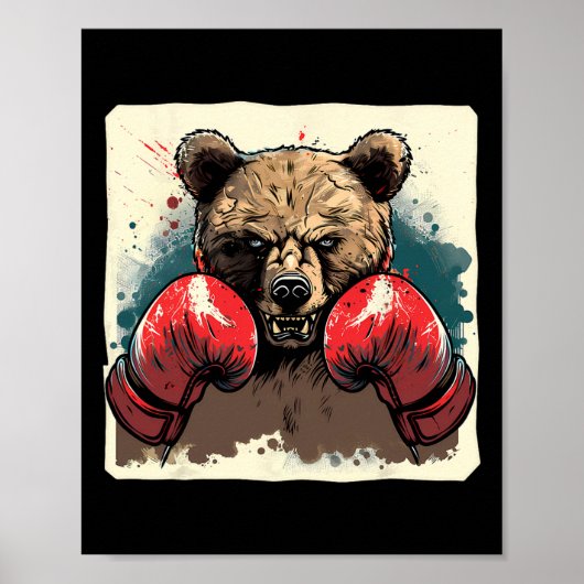 Boxer Beer met bokshandschoenen Kickboxing Funny B Poster (Voorkant)