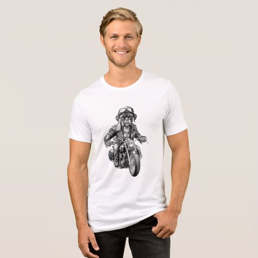 Boxer Biker Dog Tri-Blend Shirt (Voorkant volledig)