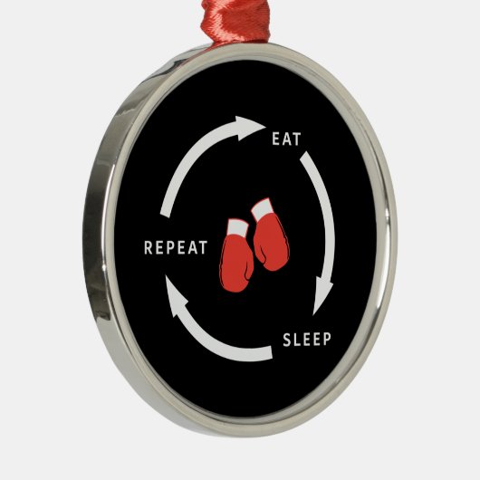 Boxer Boxing Eat Sleep Herhaal Sportfan Gezegde Metalen Ornament (Rechts)