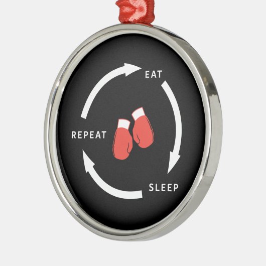 Boxer Boxing Eat Sleep Herhaal Sportfan Gezegde Metalen Ornament (Links)