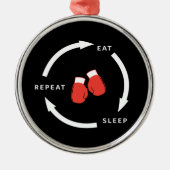 Boxer Boxing Eat Sleep Herhaal Sportfan Gezegde Metalen Ornament (Voorkant)