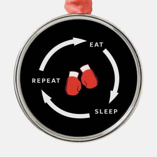 Boxer Boxing Eat Sleep Herhaal Sportfan Gezegde Metalen Ornament (Voorkant)