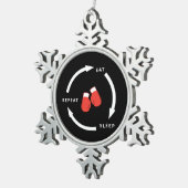 Boxer Boxing Eat Sleep Herhaal Sportfan Gezegde Tin Sneeuwvlok Ornament (Rechts)