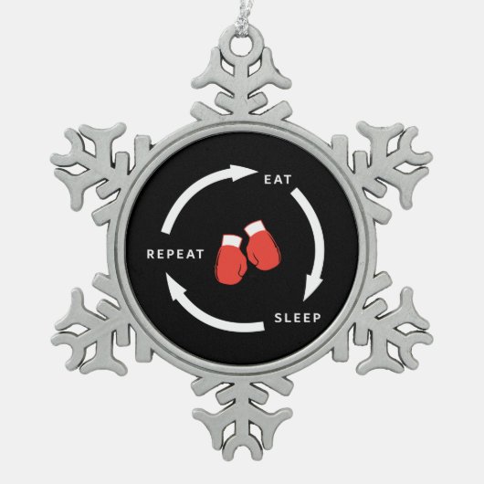 Boxer Boxing Eat Sleep Herhaal Sportfan Gezegde Tin Sneeuwvlok Ornament (Voorkant)