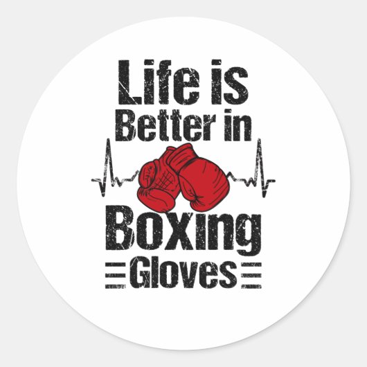 Boxer Boxing Ghandschoenen Boxing Match Martial Ar Ronde Sticker (Voorkant)