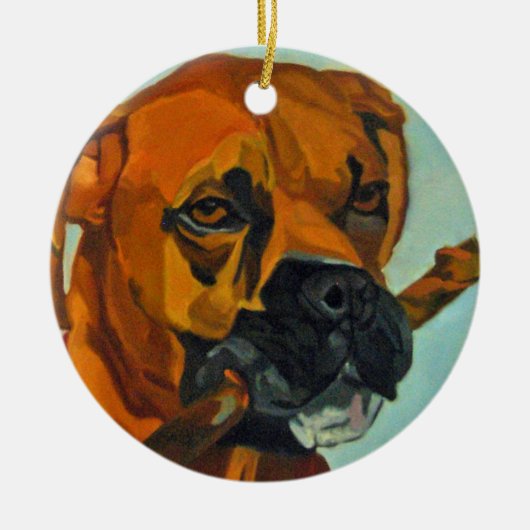 Boxer Boy Buster Dog Portret Ornament (Voorkant)