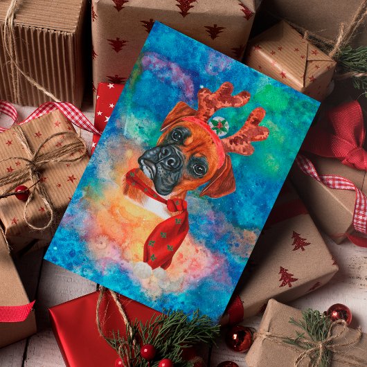 Boxer Breed Dog Kerstmis Feestdagenkaart