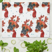 Boxer Breed Watercolor Dog Pattern Stars Christmas Theedoek (Gevouwen)