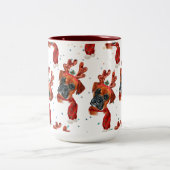 Boxer Breed Waterverf Dog Pattern sterft Kerstmis Tweekleurige Koffiemok (Center)